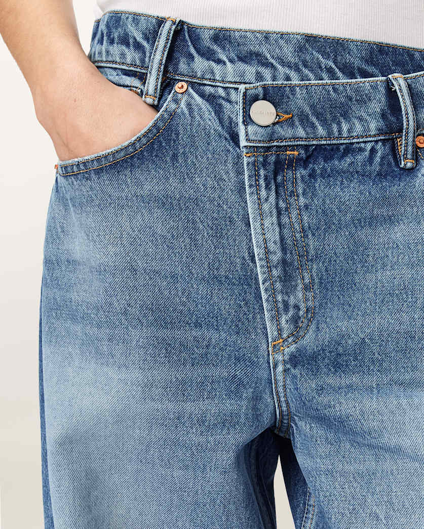 AllSaints Aki Wide Leg Crossover Jeans Women's Vintage Indigo Women's