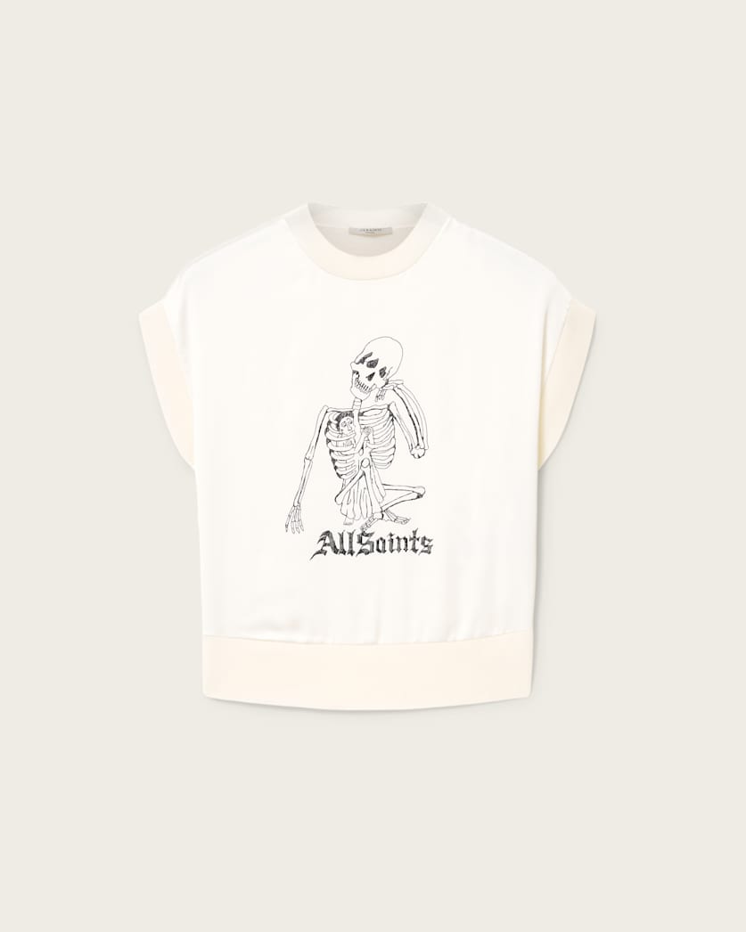 AllSaints Terra Knitted Graphic T Shirt Women's Chalk White Women's