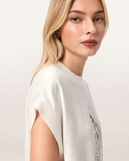 AllSaints Terra Knitted Graphic T Shirt Women's Chalk White Women's
