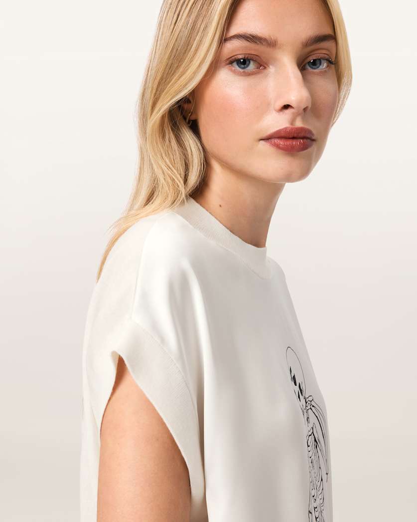 AllSaints Terra Knitted Graphic T Shirt Women's Chalk White Women's
