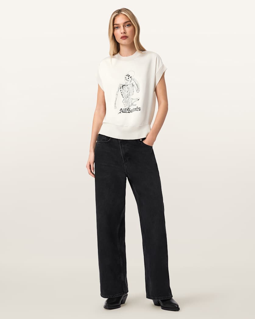 AllSaints Terra Knitted Graphic T Shirt Women's Chalk White Women's