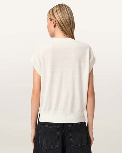 AllSaints Terra Knitted Graphic T Shirt Women's Chalk White Women's