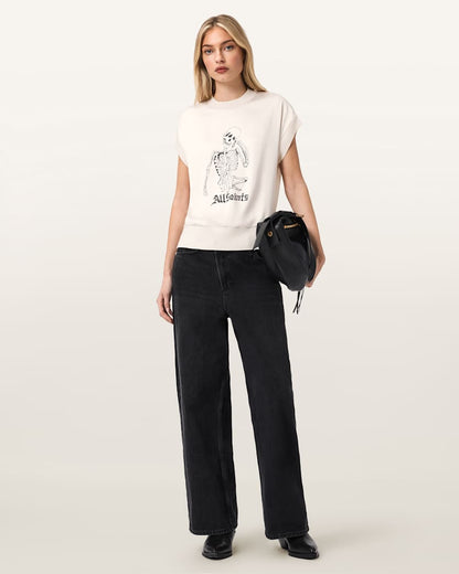 AllSaints Terra Knitted Graphic T Shirt Women's Chalk White Women's