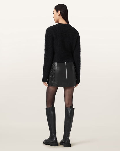AllSaints Rummy Leather Mini Skirt Women's Black Women's