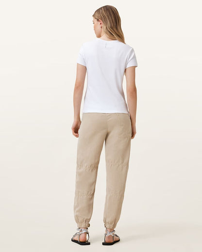 AllSaints Val High Rise Cargo Linen Blend Pants Women's Sand Brown Women's