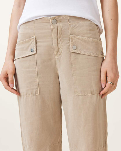 AllSaints Val High Rise Cargo Linen Blend Pants Women's Sand Brown Women's