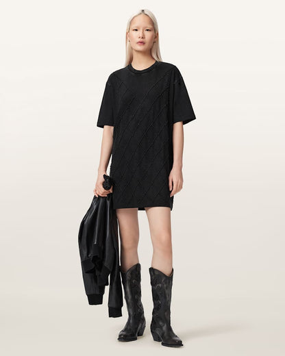 AllSaints Darcey Relaxed Fit Mini T Shirt Dress Women's Washed Black Women's