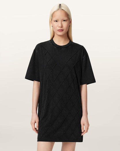 AllSaints Darcey Relaxed Fit Mini T Shirt Dress Women's Washed Black Women's