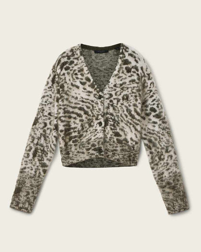AllSaints Wick Amur Jacquard Cardigan Women's Chalk White/Green Women's