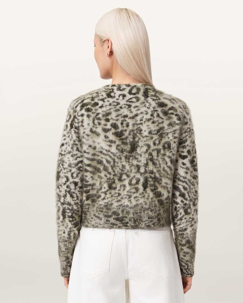 AllSaints Wick Amur Jacquard Cardigan Women's Chalk White/Green Women's