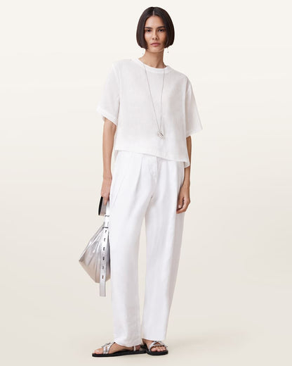 AllSaints Becca Linen Barrel Leg Pants Women's Antique White Women's