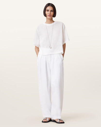 AllSaints Becca Linen Barrel Leg Pants Women's Antique White Women's