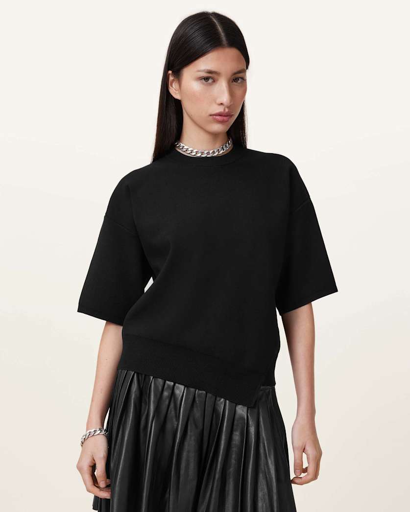AllSaints Remi Knitted Tee Women's Black Women's