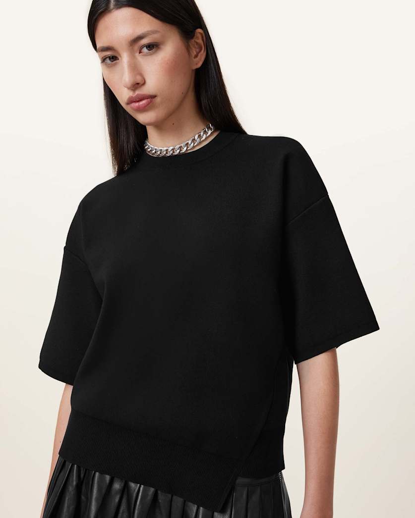AllSaints Remi Knitted Tee Women's Black Women's