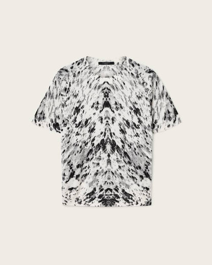 AllSaints Anouk Snake Print Merino Wool T Shirt Women's Canter Ecru White Women's
