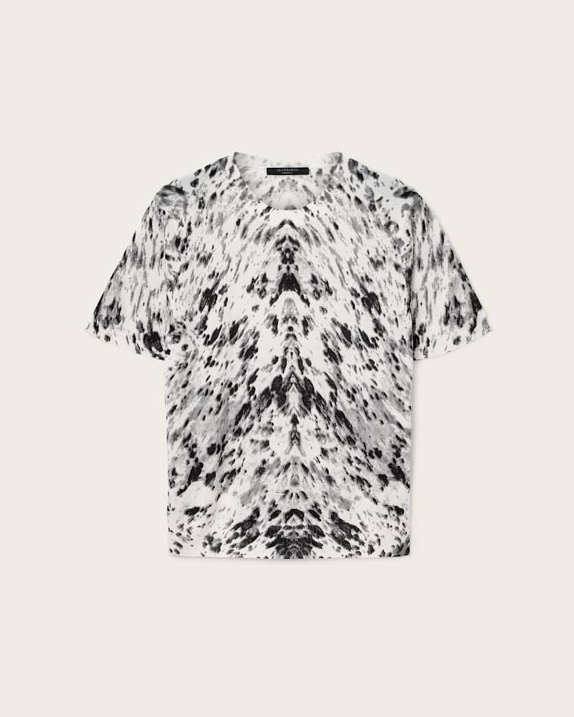 AllSaints Anouk Snake Print Merino Wool T Shirt Women's Canter Ecru White Women's