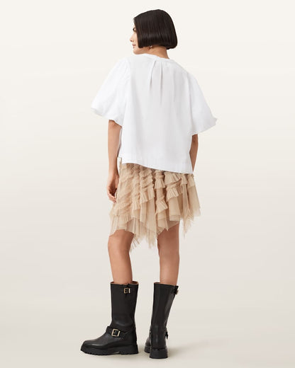 AllSaints Jayde Ruffled Tulle Mini Skirt Women's Blush Pink Women's