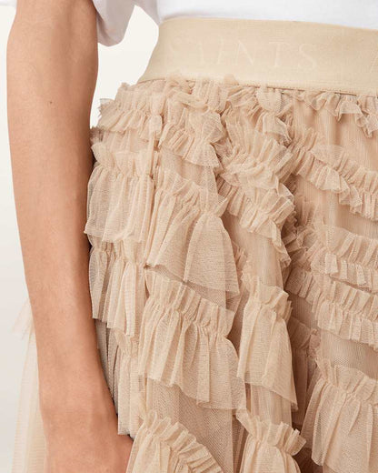 AllSaints Jayde Ruffled Tulle Mini Skirt Women's Blush Pink Women's