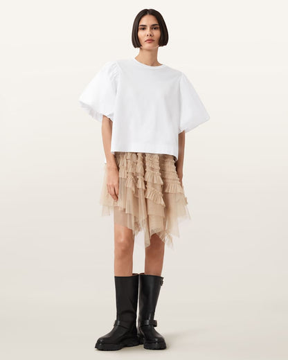AllSaints Jayde Ruffled Tulle Mini Skirt Women's Blush Pink Women's