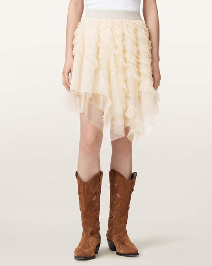 AllSaints Jayde Ruffled Tulle Mini Skirt Women's Blush Pink Women's