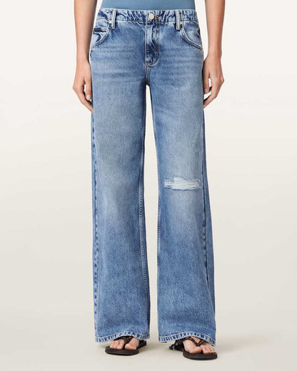 AllSaints Tia Wide Leg Denim Jeans Women's Destroy Indigo Women's