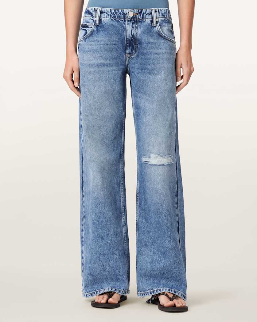 AllSaints Tia Wide Leg Denim Jeans Women's Destroy Indigo Women's