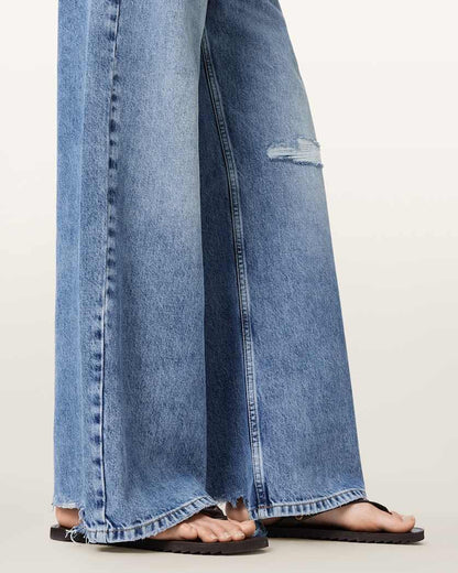 AllSaints Tia Wide Leg Denim Jeans Women's Destroy Indigo Women's