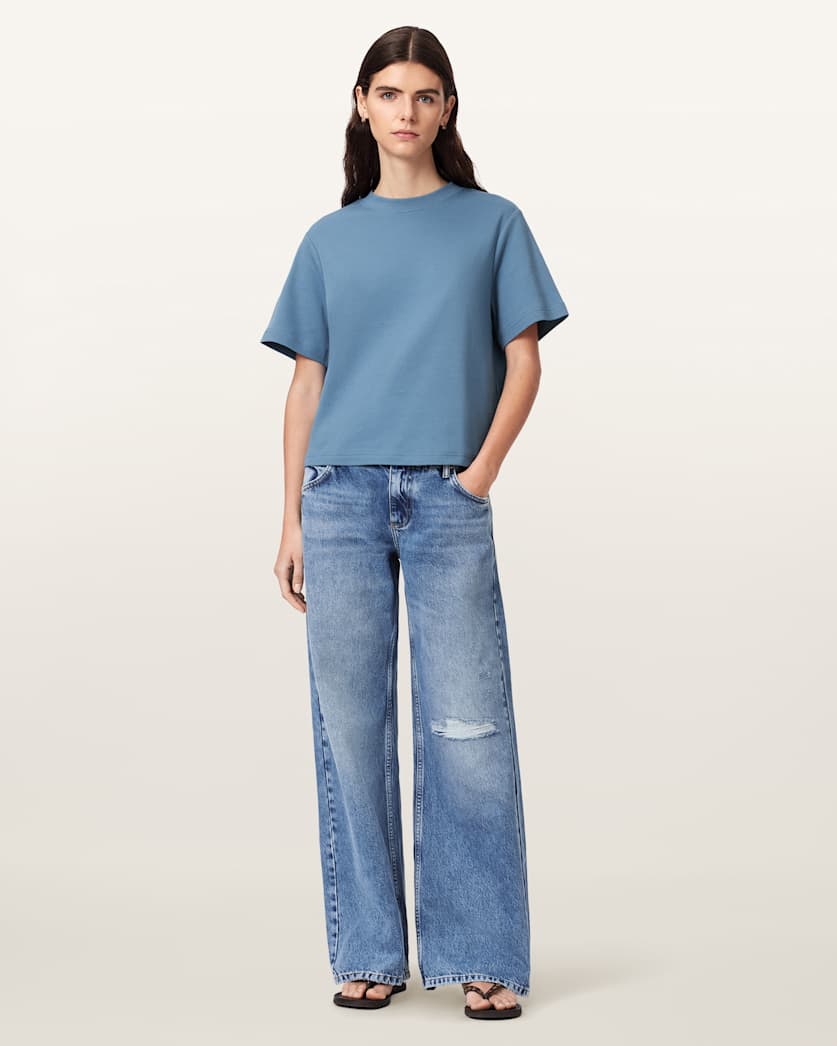 AllSaints Tia Wide Leg Denim Jeans Women's Destroy Indigo Women's