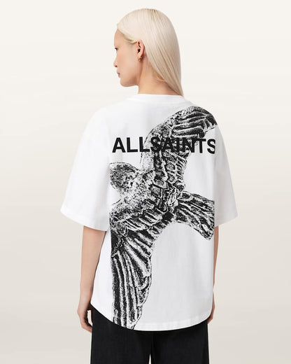 AllSaints Swoop Amelie Oversized T Shirt Women's Optic White Women's