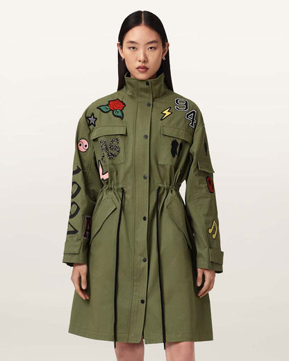AllSaints Ariaa Parka Jacket Women's Khaki Green Women's