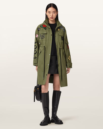 AllSaints Ariaa Parka Jacket Women's Khaki Green Women's