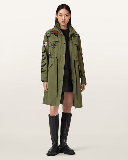 AllSaints Ariaa Parka Jacket Women's Khaki Green Women's