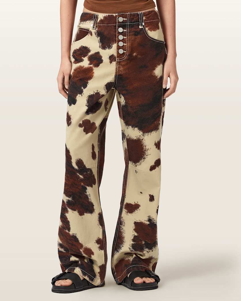 AllSaints Taya Cow Print Denim Jeans Women's Cow Print Women's
