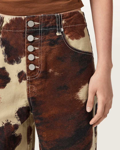 AllSaints Taya Cow Print Denim Jeans Women's Cow Print Women's