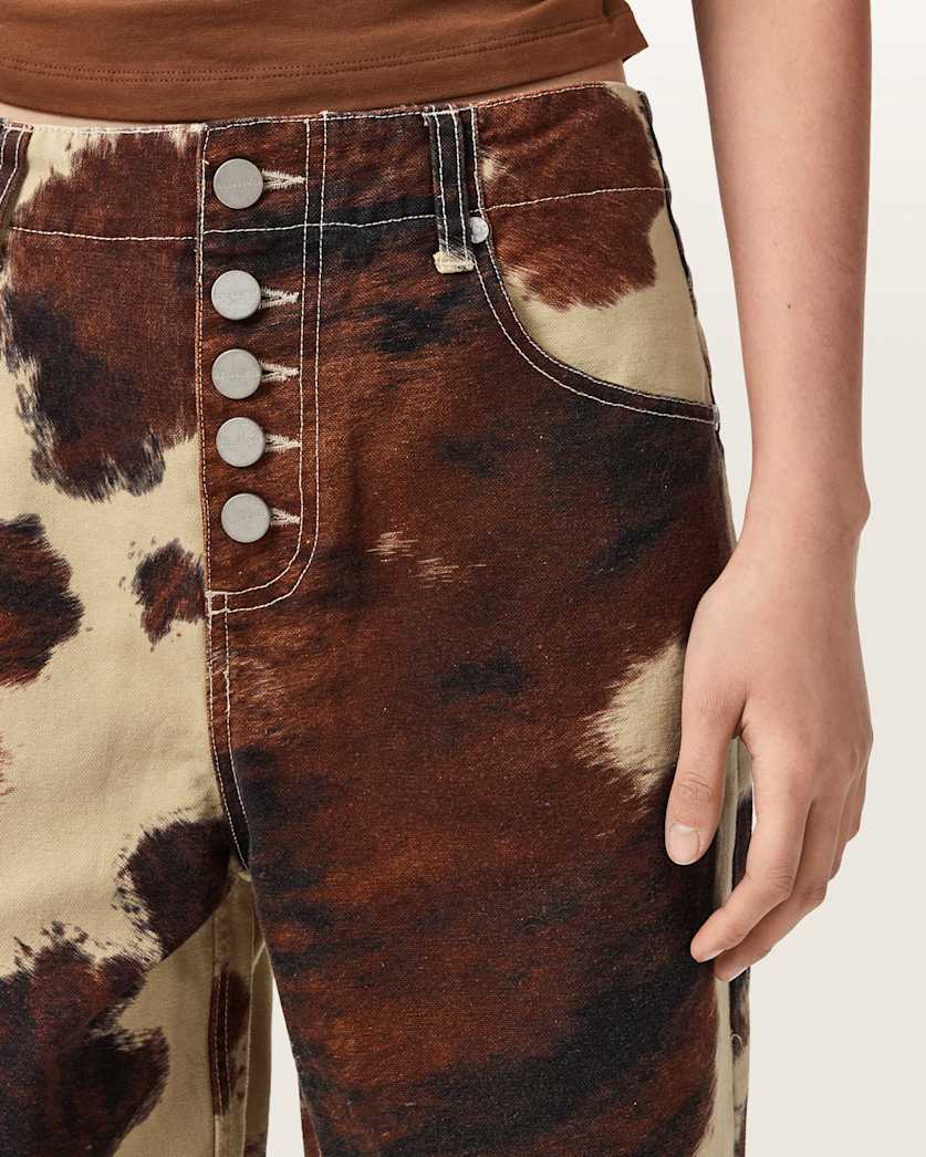 AllSaints Taya Cow Print Denim Jeans Women's Cow Print Women's