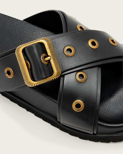 AllSaints Suki Western Leather Sandal Women's Black Women's