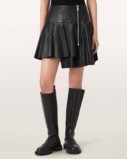 AllSaints Irina Leather Mini Skirt Women's Black Women's