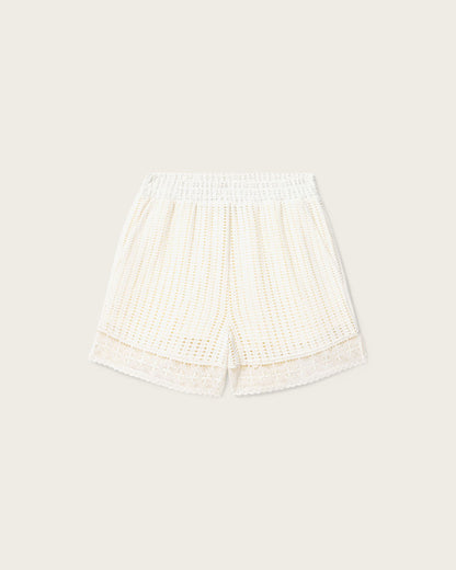 AllSaints Elma Mid Rise Crochet Cotton Shorts Women's Mallow White Women's