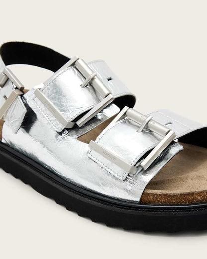 AllSaints Isla Leather Sandals Women's Silver Women's
