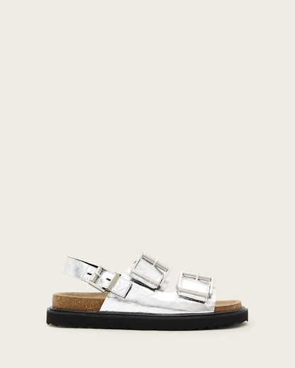 AllSaints Isla Leather Sandals Women's Silver Women's