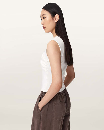 AllSaints Nella Slim Fit Sleeveless Tank Top Women's Fossil White Women's