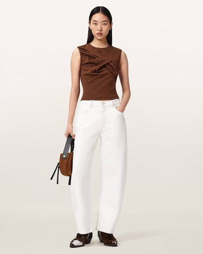 AllSaints Nella Slim Fit Sleeveless Tank Top Women's Fossil White Women's