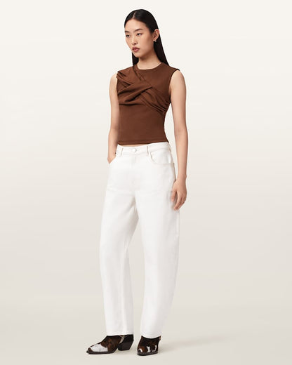 AllSaints Nella Slim Fit Sleeveless Tank Top Women's Fossil White Women's