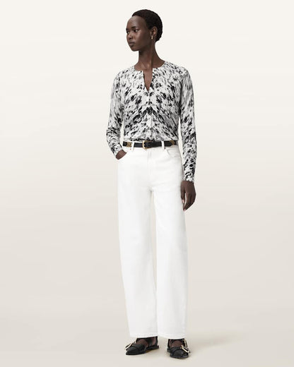 AllSaints Anouk Slim Fit Merino Wool Cardigan Women's Canter Ecru White Women's
