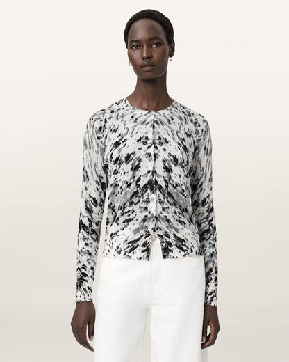 AllSaints Anouk Slim Fit Merino Wool Cardigan Women's Canter Ecru White Women's