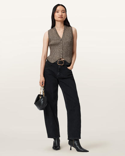 AllSaints Cruz Shine Slim Fit Vest Women's Bronze Brown Women's