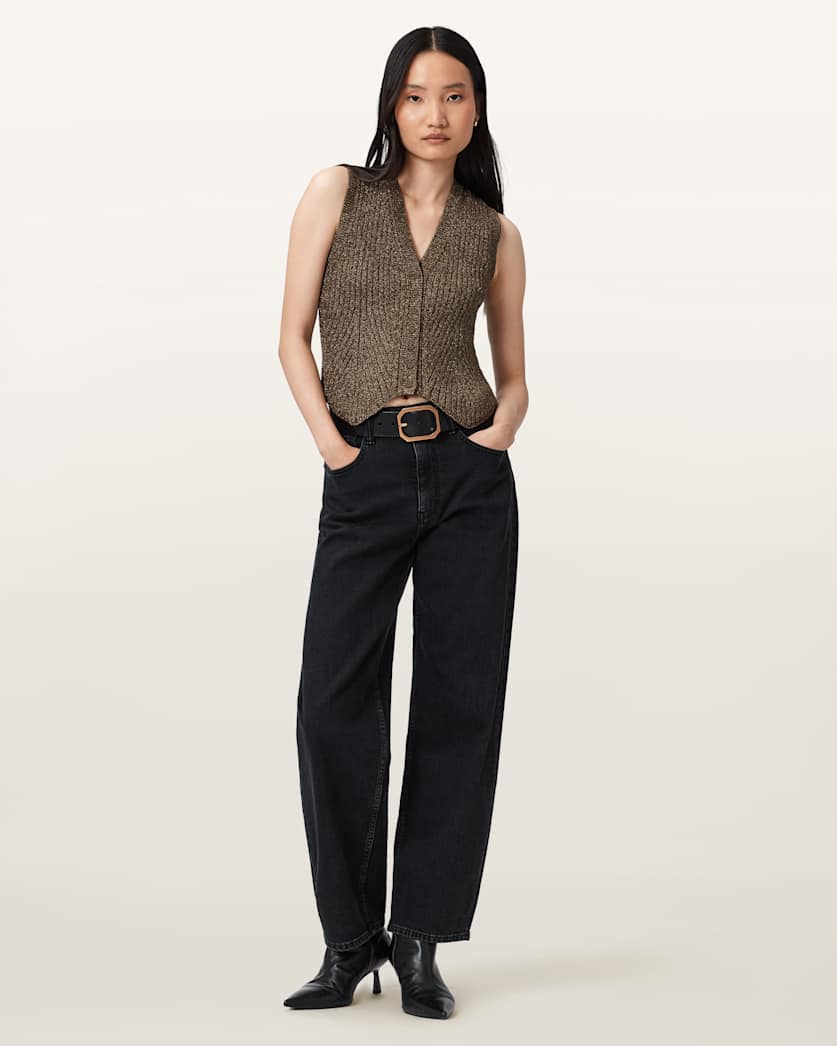 AllSaints Cruz Shine Slim Fit Vest Women's Bronze Brown Women's