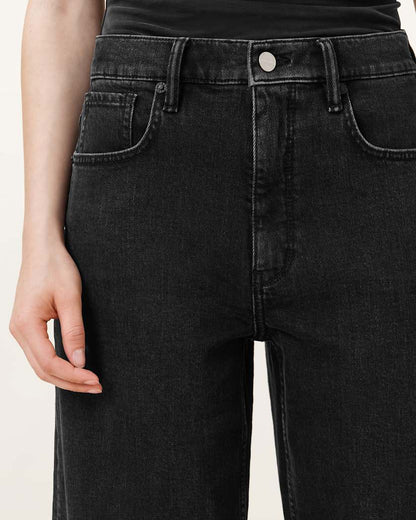 AllSaints Sadie Barrel Leg Denim Jeans Women's Washed Black Women's