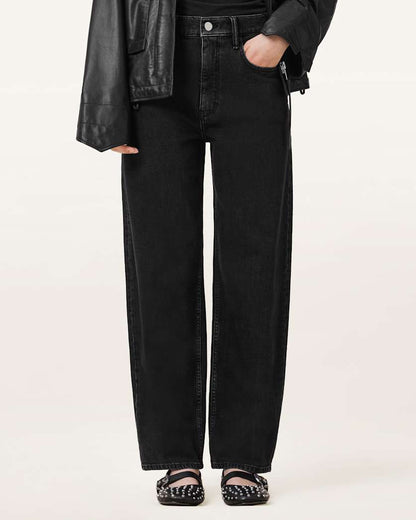 AllSaints Sadie Barrel Leg Denim Jeans Women's Washed Black Women's