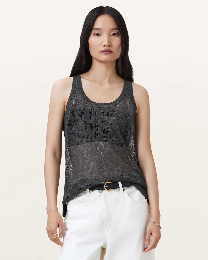 AllSaints Kaito Jacquard Tank Top Women's Carbon Grey Women's